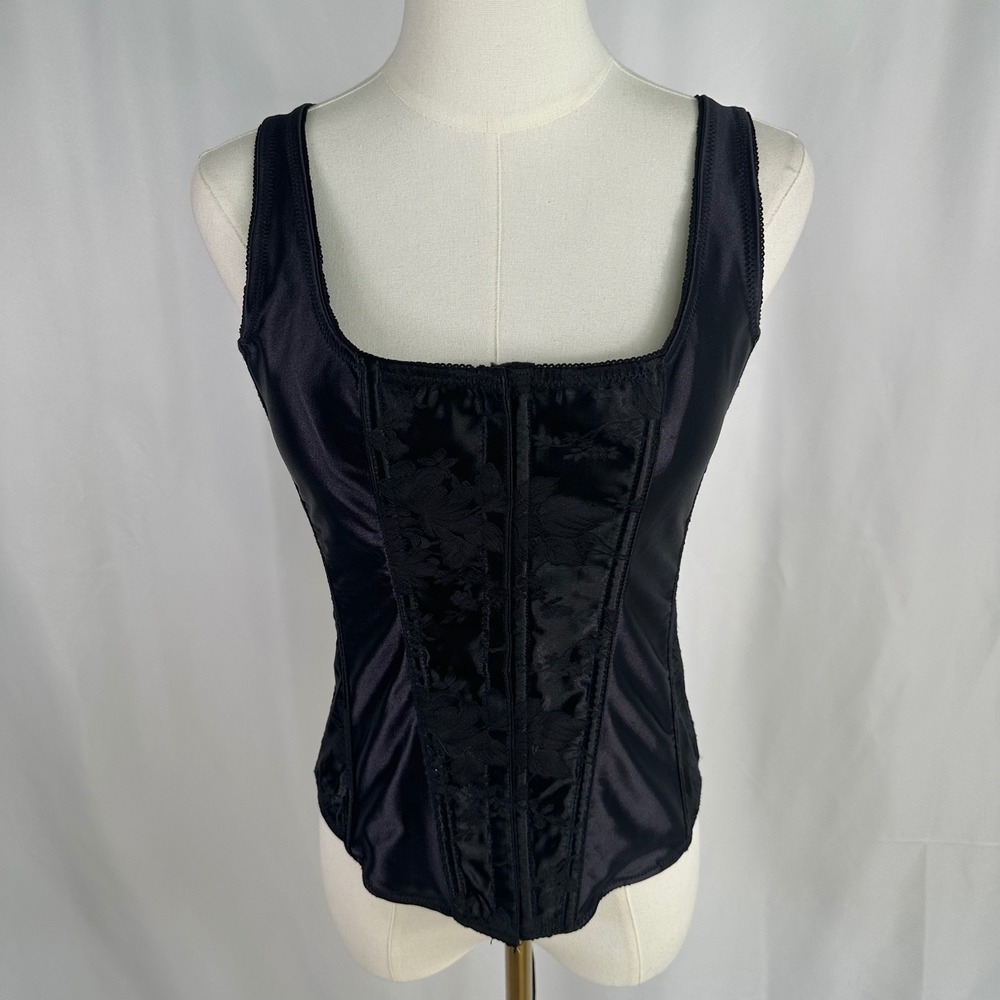 Vintage Empire Intimates Black Corset Top Womens 38 Strapped Bustier 6909 USA